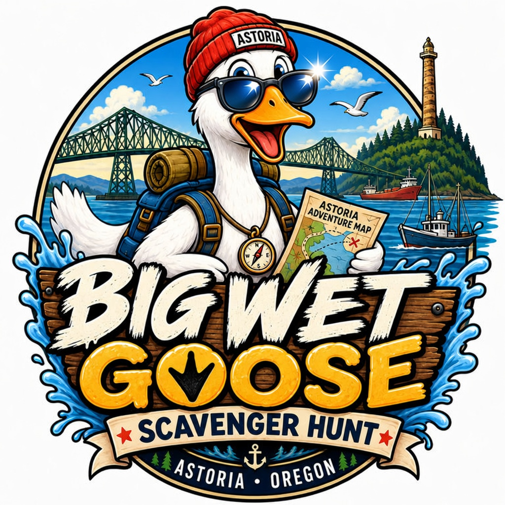 Big Wet Goose scavenger hunt. Astoria, Oregon.
